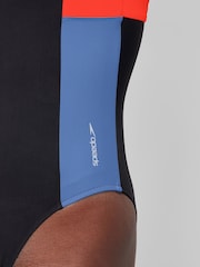 Speedo Red Zip Colourblock Swimsuit - Image 5 of 6
