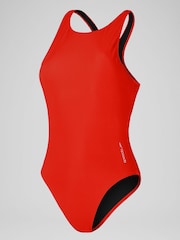Speedo Red Solid Scoop with Mesh Swimsuit - Image 6 of 6