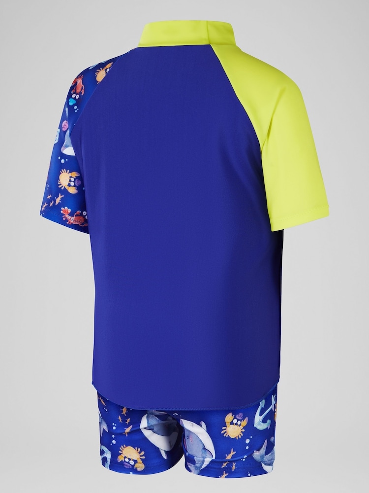 Speedo Blue Digital Short Sleeve Rash Top Set - Image 2 of 5