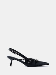Mint Velvet Black Leather Slingback Shoes - Image 1 of 2