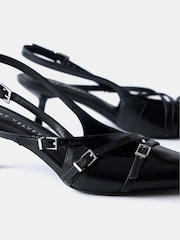 Mint Velvet Black Leather Slingback Shoes - Image 2 of 2