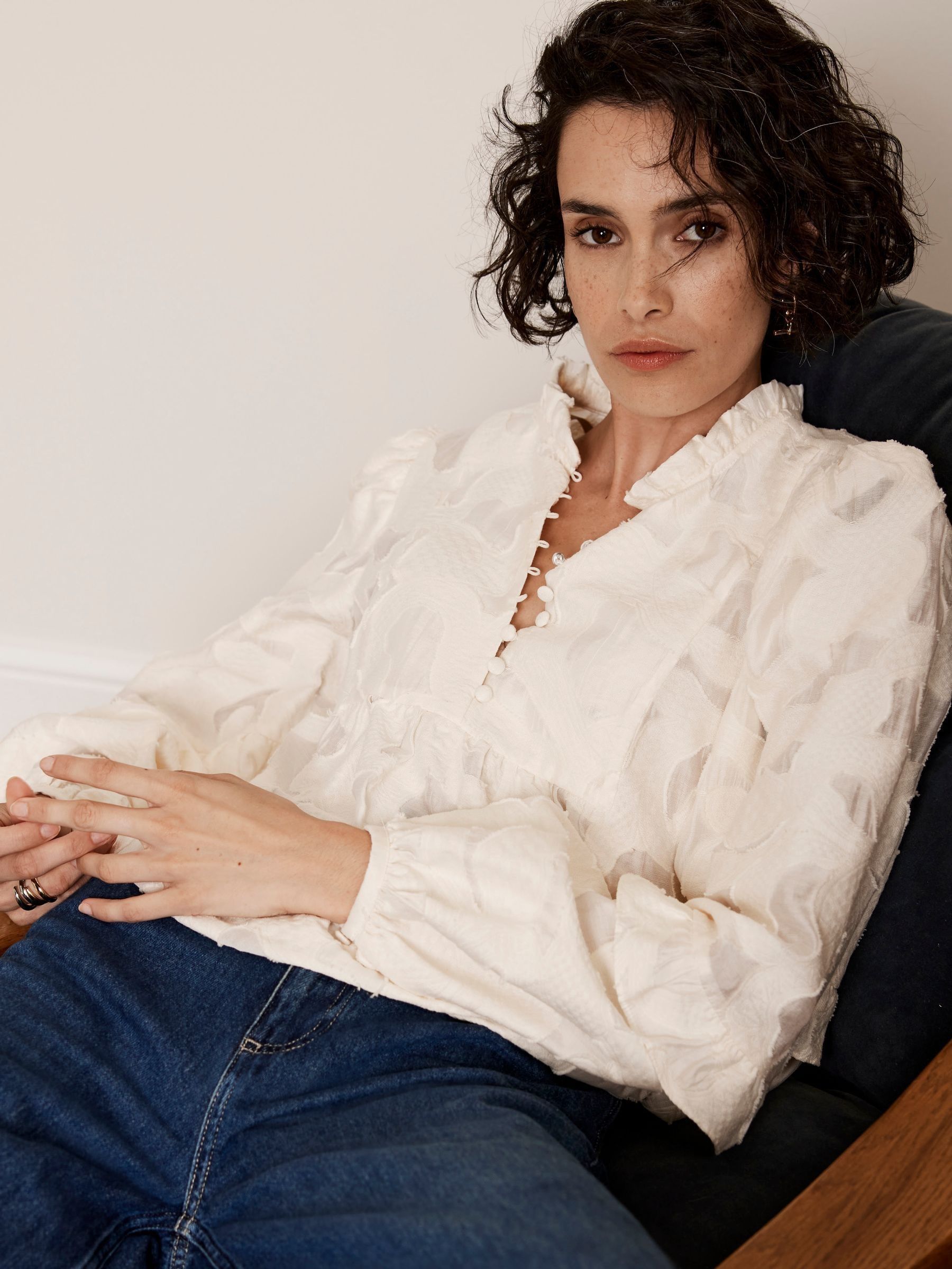 Buy Mint Velvet Cream Jacquard Blouse from Next USA