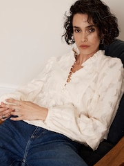 Mint Velvet Cream Jacquard Blouse - Image 1 of 10