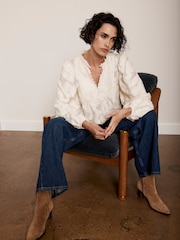 Mint Velvet Cream Jacquard Blouse - Image 5 of 10