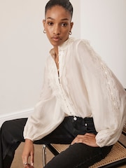 Mint Velvet Cream Trim Detail Blouse - Image 2 of 4