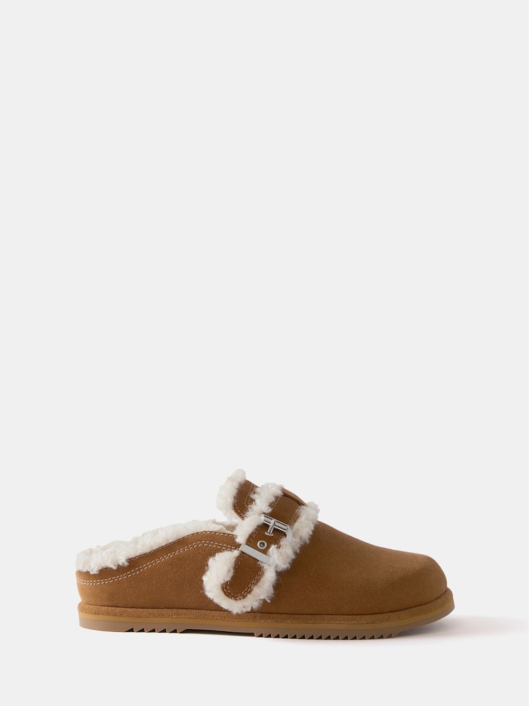Pantuflas tipo zueco de ante color tostado de Mint Velvet - Imagen 1 de 2