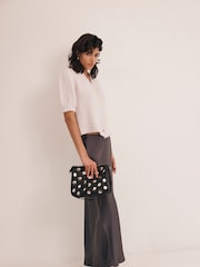 Mint Velvet Grey Satin Maxi Slip Skirt - Image 6 of 10