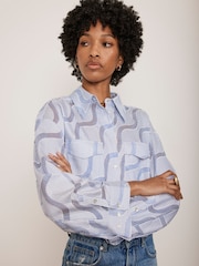 Mint Velvet Blue Stripe Jacquard Shirt - Image 2 of 4