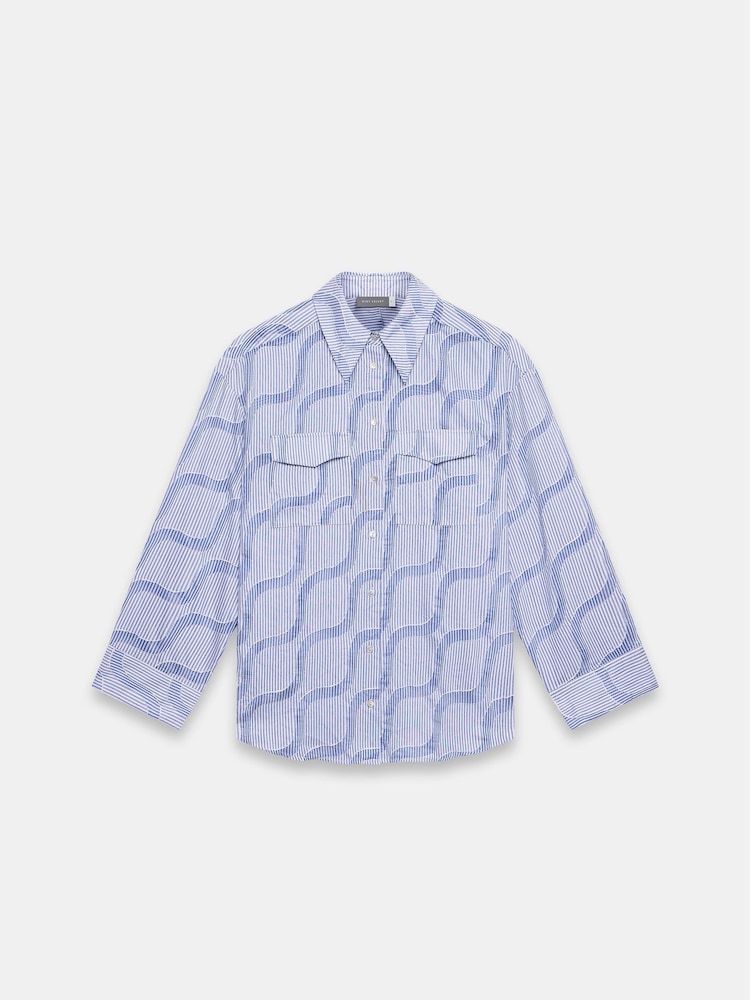Mint Velvet Blue Stripe Jacquard Shirt - Image 3 of 4