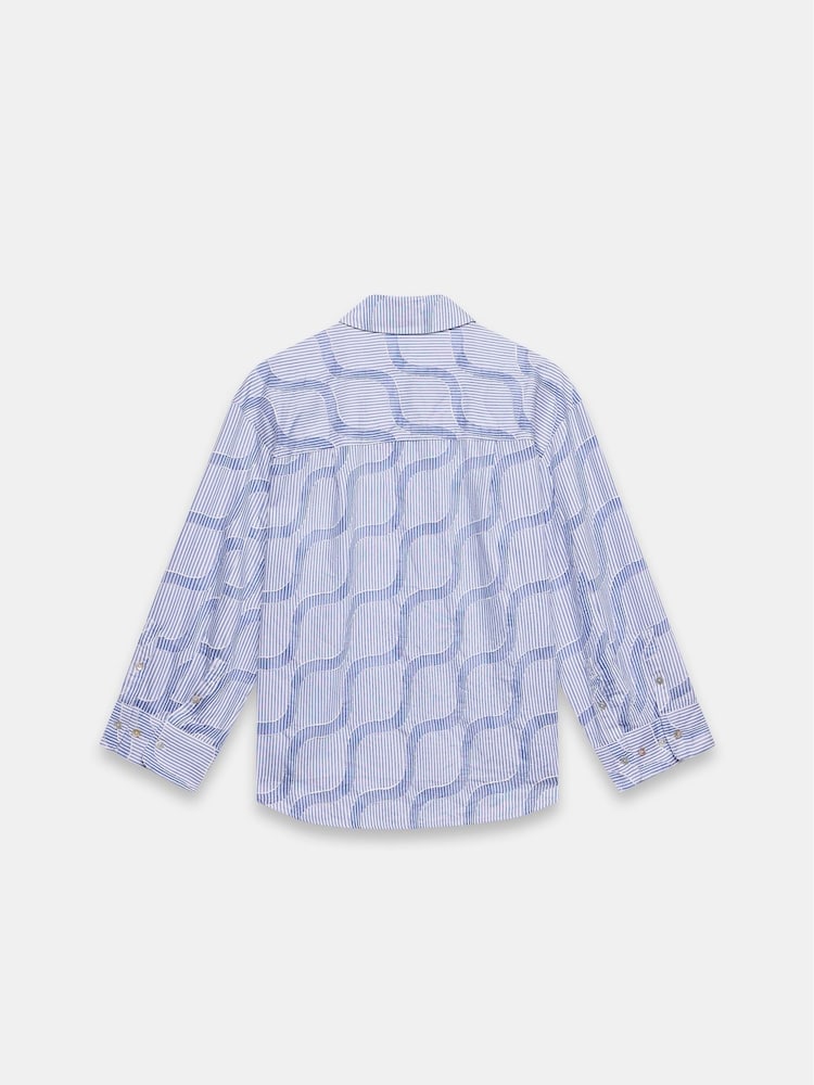 Mint Velvet Blue Stripe Jacquard Shirt - Image 4 of 4