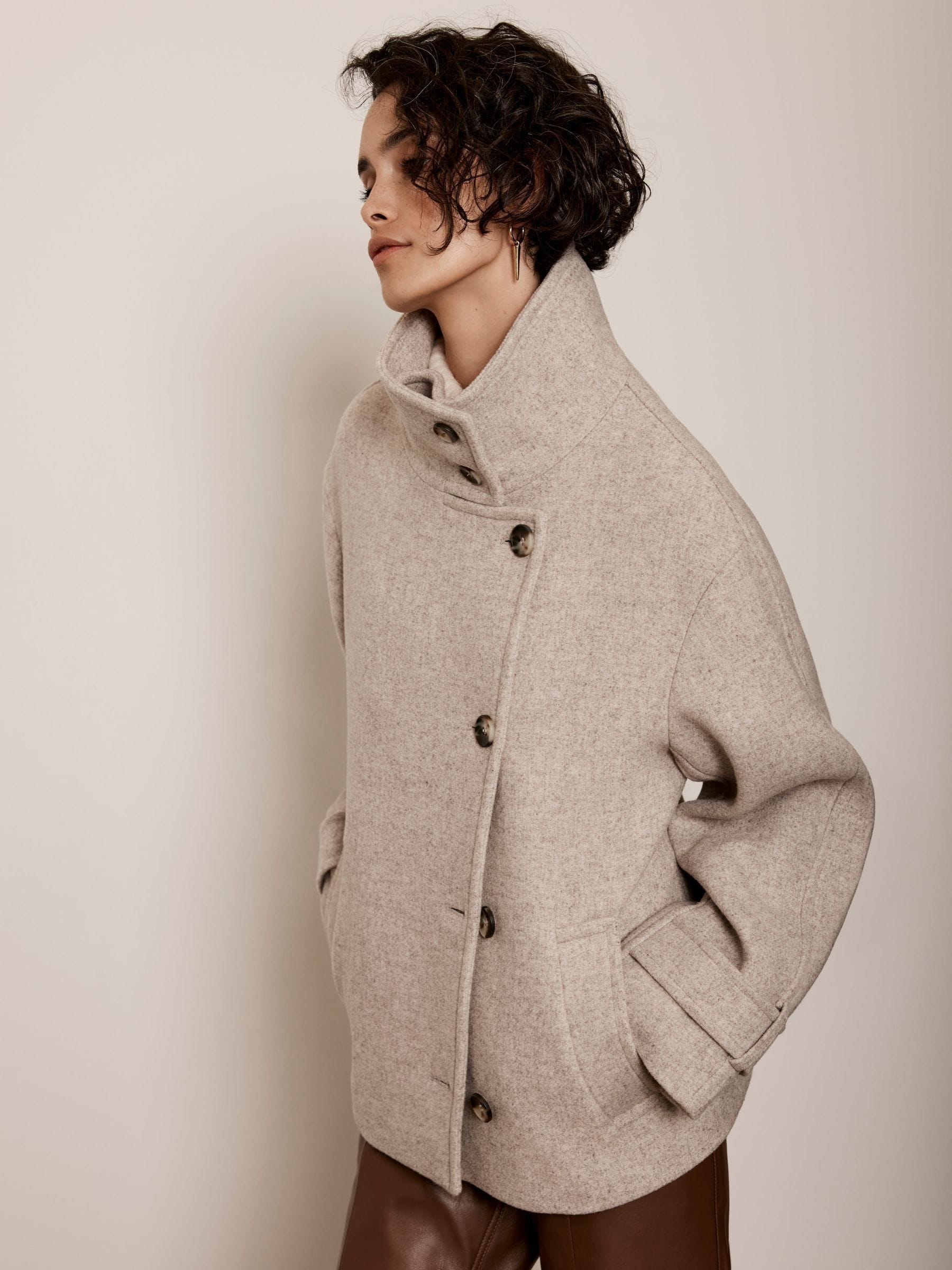 Buy Mint Velvet Grey Wool Blend Neck Jacket from the Next UK online shop
