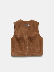 Mint Velvet Tan Brown Suede Waistcoat - Image 3 of 4