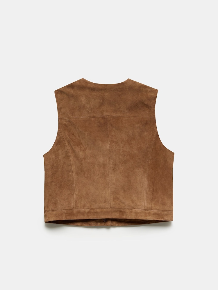 Mint Velvet Tan Brown Suede Waistcoat - Image 4 of 4 Mint Velvet Tan Brown Suede Waistcoat - Image 4 of 4