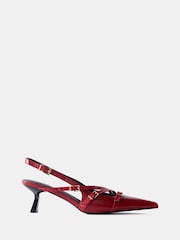 Mint Velvet Red Leather Slingback Shoes - Image 1 of 2