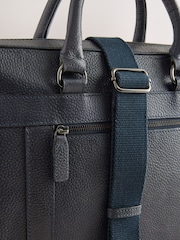Navy Genuine Leather Briefcase - Image 4 of 5