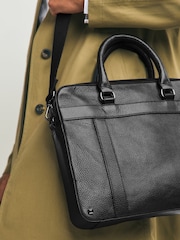 Navy Genuine Leather Briefcase - Image 7 of 8