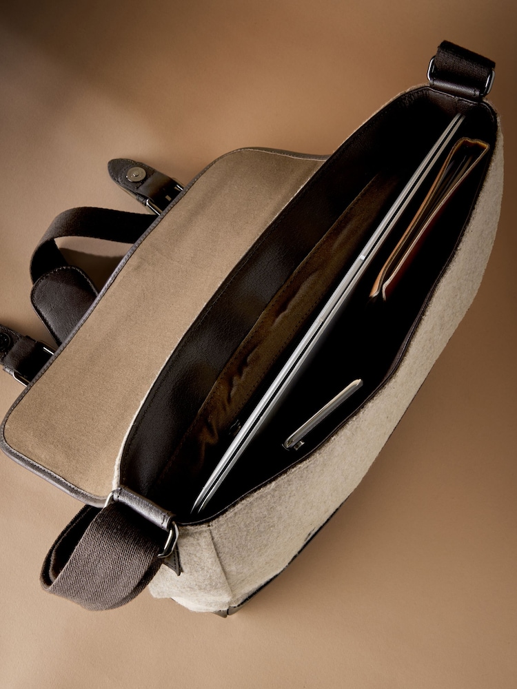 Neutral - Signature Wool Mix Messenger Bag - Image 6 of 7