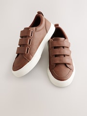 Tan Brown Wide Fit (G) Touch Fastening Smart Casual Trainers - Image 1 of 5