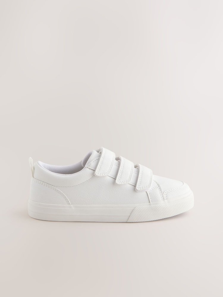 White Wide Fit (G) Touch Fastening Smart Casual Trainers - Image 2 of 5