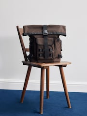 Braun - Canvas-Rucksack mit Rollverschluss - Bild 1 von 8