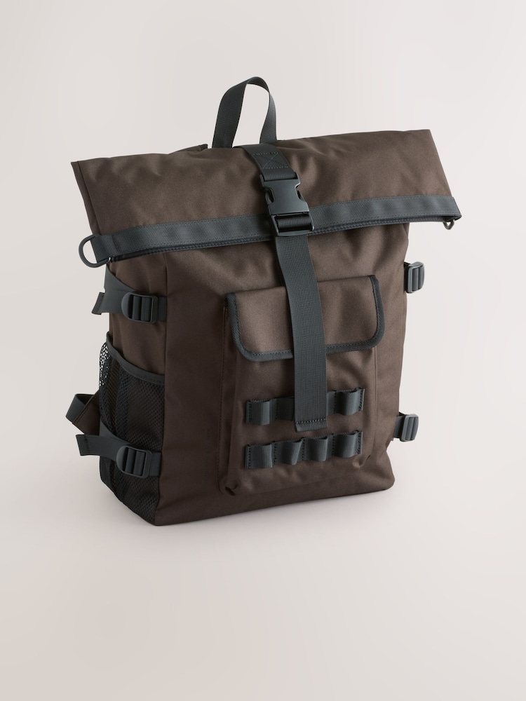 Brun - Sac à dos à roulettes en toile - Image 3 of 8
