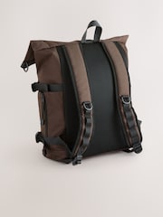 Braun - Canvas-Rucksack mit Rollverschluss - Bild 4 von 8