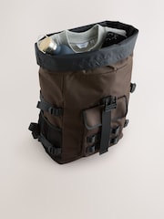 Braun - Canvas-Rucksack mit Rollverschluss - Bild 7 von 8
