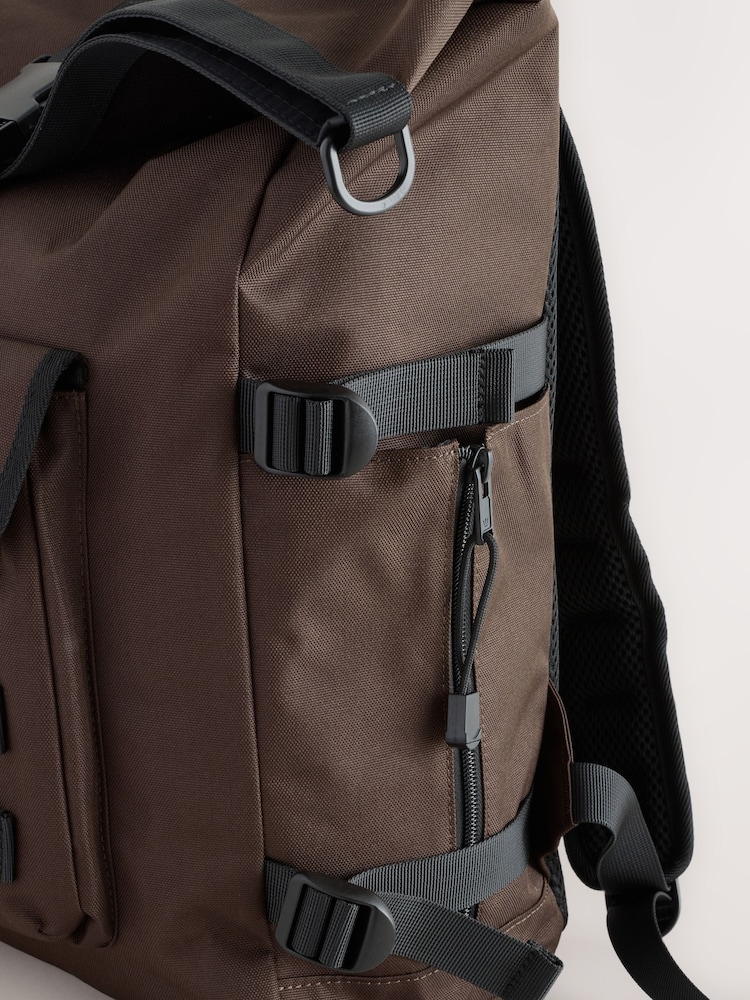 Braun - Canvas-Rucksack mit Rollverschluss - Bild 8 von 8