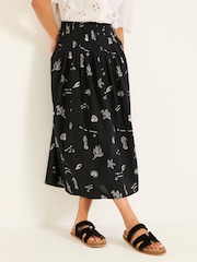 FatFace Black Pip Printed Midi Skirt - Image 1 of 1
