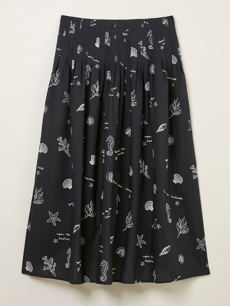 FatFace Black Pip Printed Midi Skirt - Image 6 of 6 FatFace Black Pip Printed Midi Skirt - Image 6 of 6