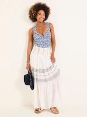 FatFace Roxi Ivory Beachwear Stripe Skirt - Image 1 of 7