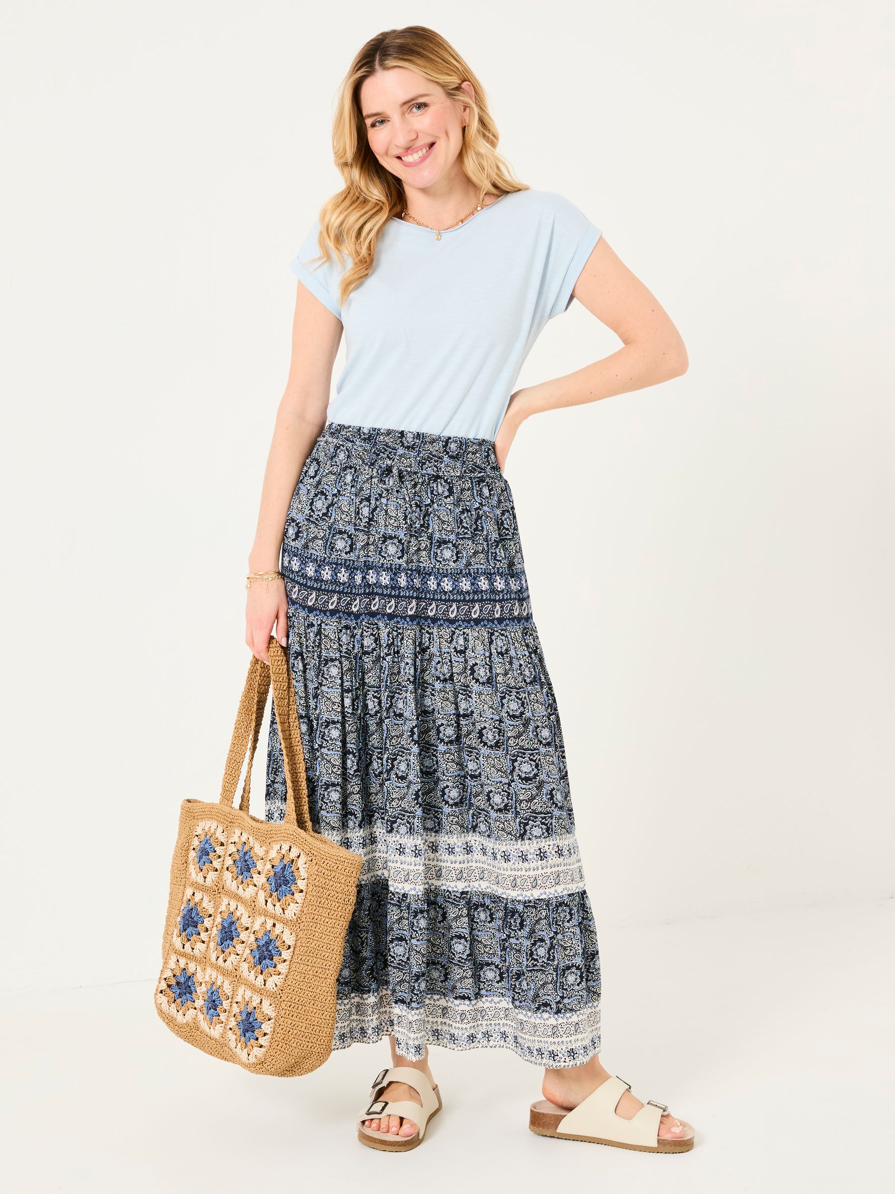 Fatface Jayla Indigo Blue Inky Maxi Skirt
