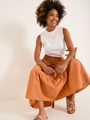 FatFace Ricky Golden Tan Midi Skirt - Image 3 of 5