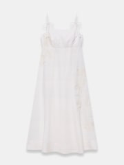 Mint Velvet White Linen Blend Embroidered Midi Dress - Image 7 of 8