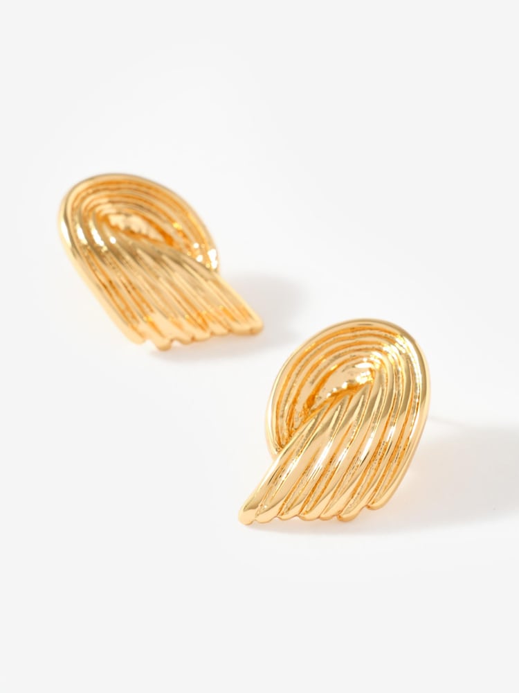 Mint Velvet Gold Tone Ridged Wing Earrings - Image 1 of 3
