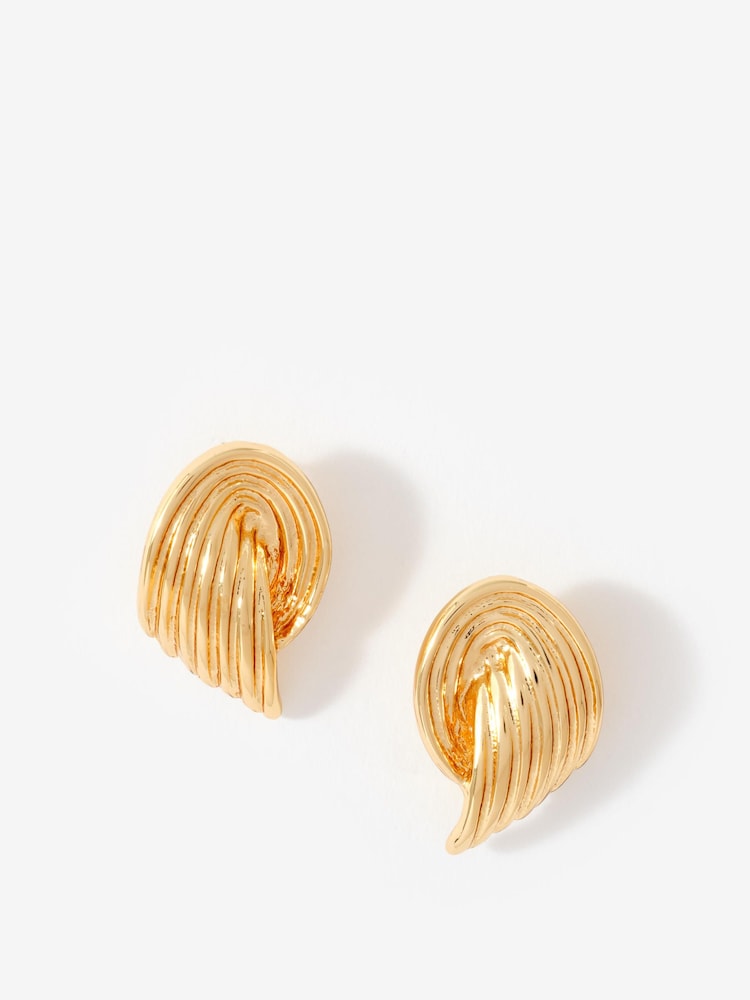 Mint Velvet Gold Tone Ridged Wing Earrings - Image 2 of 3