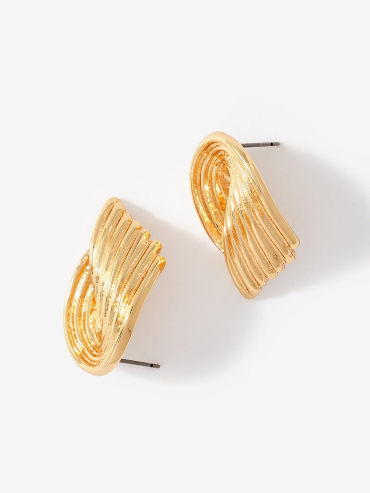 Mint Velvet Gold Tone Ridged Wing Earrings - Image 3 of 3