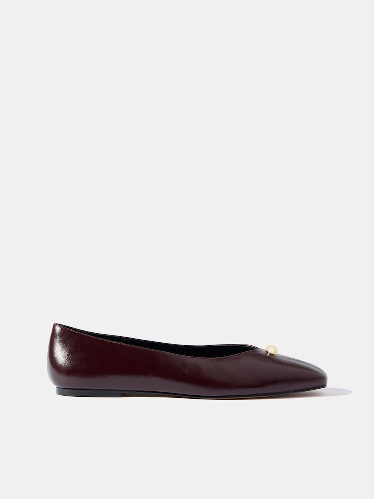 Mint Velvet Burgundy Red Ruby Leather Ballet Flat Pumps - Image 1 of 4 Mint Velvet Burgundy Red Ruby Leather Ballet Flat Pumps - Image 1 of 4