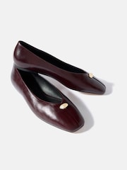 Mint Velvet Burgundy Red Ruby Leather Ballet Flat Pumps - Image 2 of 4