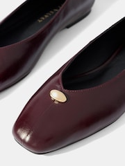 Mint Velvet Burgundy Red Ruby Leather Ballet Flat Pumps - Image 3 of 4