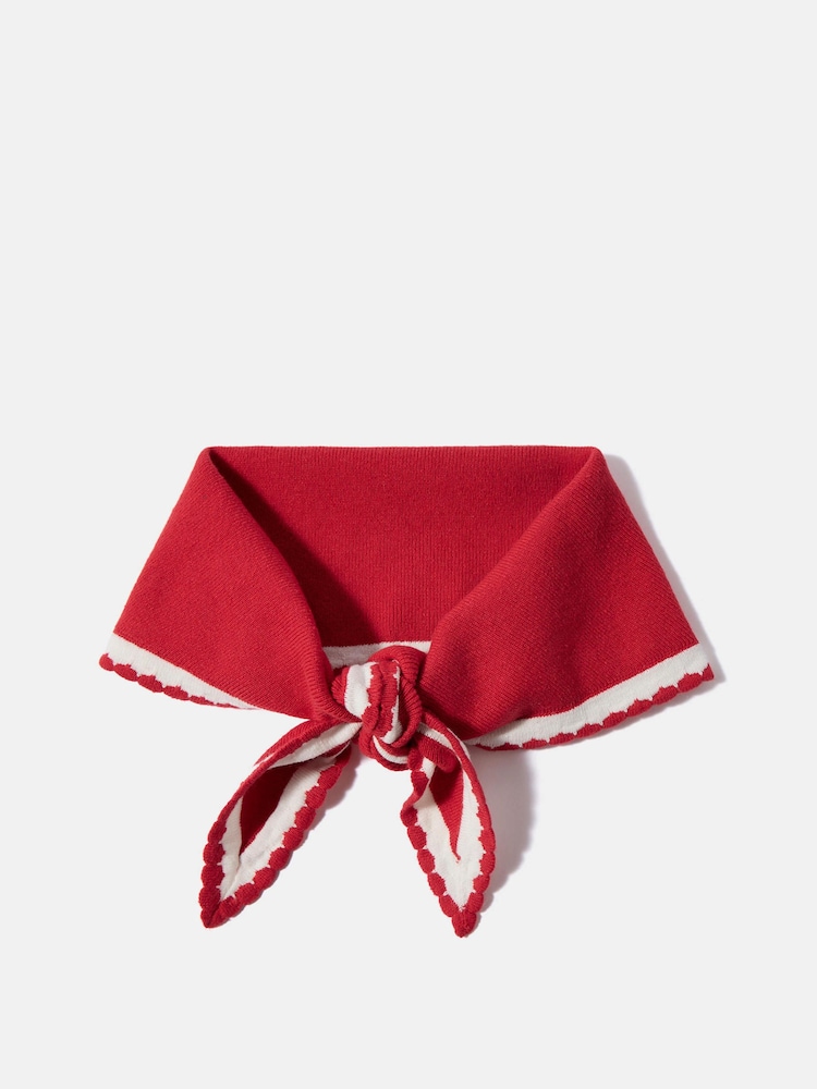 Mint Velvet Red Scallop Edge Knit Scarf - Image 1 of 3 Mint Velvet Red Scallop Edge Knit Scarf - Image 1 of 3
