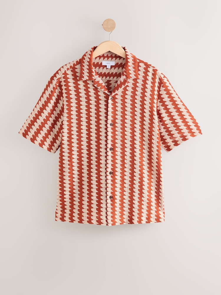 Naranja - Camisa de manga corta de ganchillo a rayas - Imagen 1 de 3 Naranja - Camisa de manga corta de ganchillo a rayas - Imagen 1 de 3