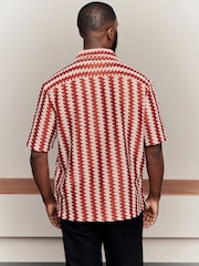 Оранжевый - Stripe Crochet Short Sleeve Shirt - Изображение 2 из 6