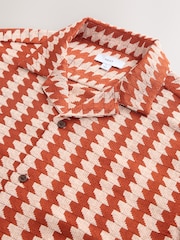 Оранжевый - Stripe Crochet Short Sleeve Shirt - Изображение 6 из 6