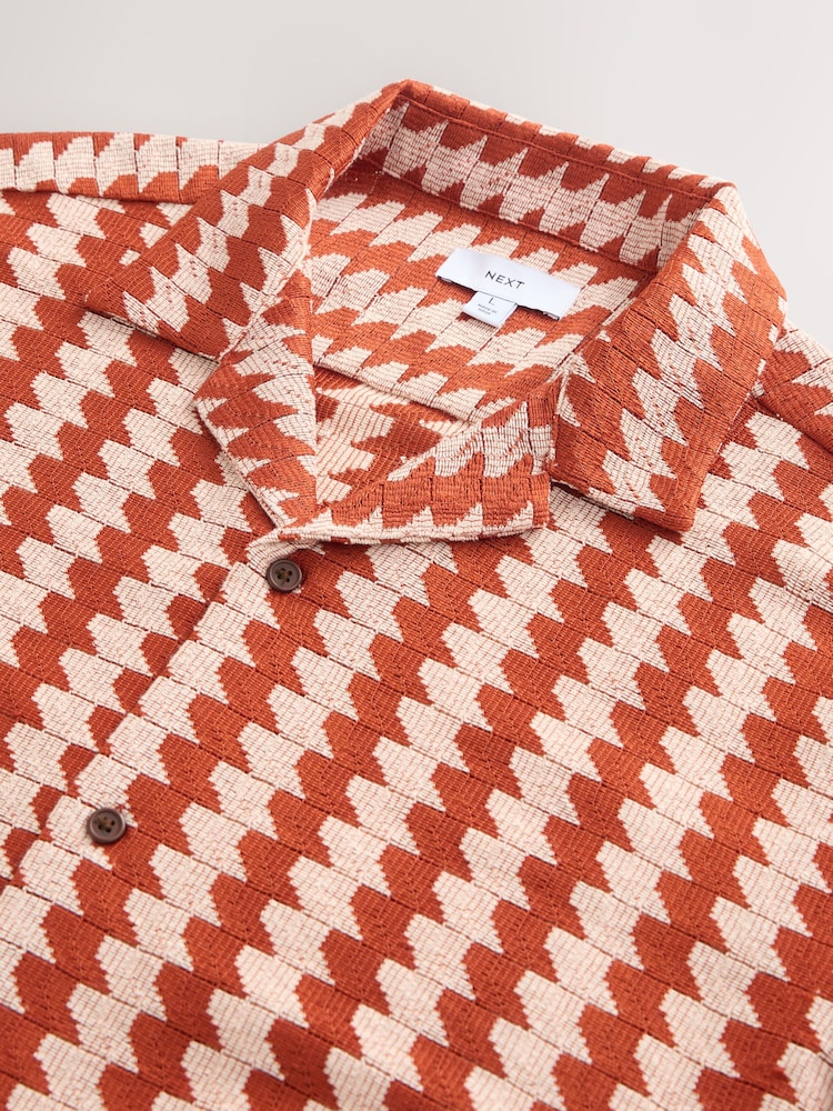 Оранжевый - Stripe Crochet Short Sleeve Shirt - Изображение 6 из 6