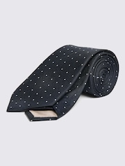 MOSS Navy Blue Silk & Wool Pindot Tie - Image 1 of 2
