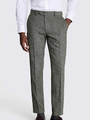 MOSS Khaki Green Slim Fit Tweed Trousers - Image 1 of 3