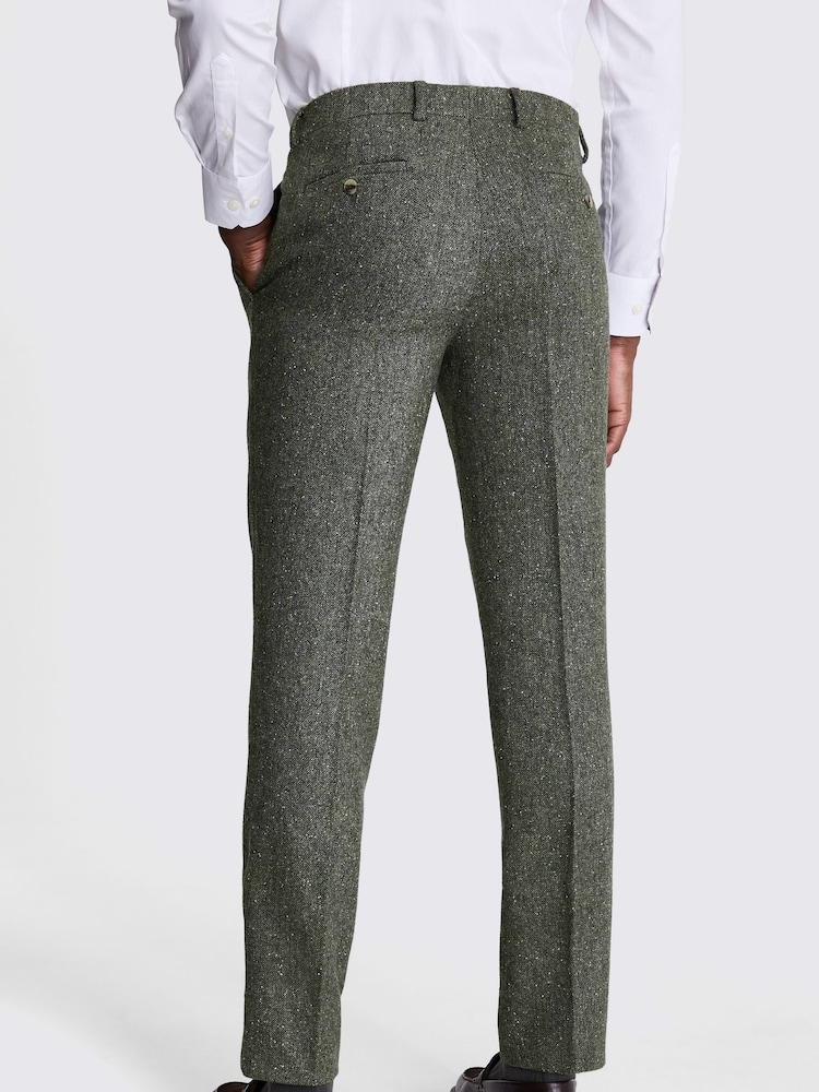 MOSS Khaki Green Slim Fit Tweed Trousers - Image 2 of 3