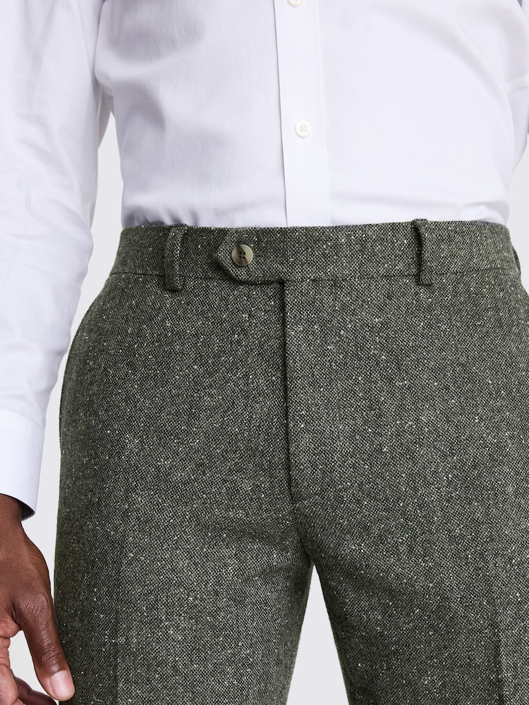 MOSS Khaki Green Slim Fit Tweed Trousers - Image 3 of 3