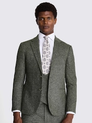 MOSS Khaki Green Slim Fit Tweed Jacket - Image 1 of 6